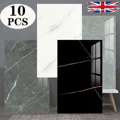 10 autocollants de carreaux de marbre autocollants pour cuisine, salon et salle de bain