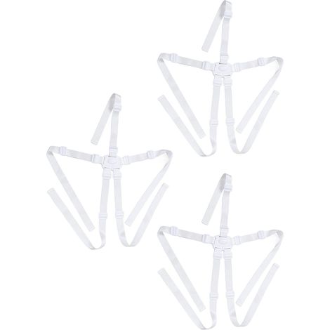 Lot de 3 harnais de chaise haute 5 points de rechange, réglables et sécurisés pour enfants, avec boucle de sécurité, pour bébés et jeunes enfants (blanc). (1/5)