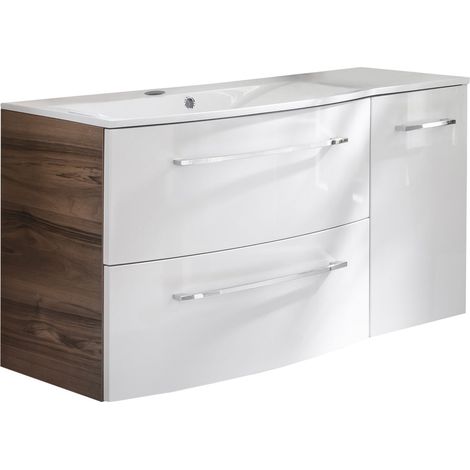 Fackelmann VERONA Badmöbel Set 3-teilig 115 cm breit, Braun/Weiß, Ablage rechts + Unterschrank"-"90328145 (1/5)
