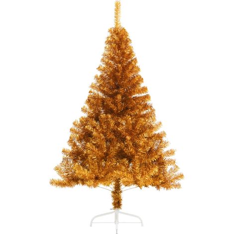 Knstlicher Halb-Weihnachtsbaum mit Stnder Gold 120 cm PET vidaXL