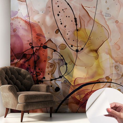 Papier peint adhésif décoratif pour salon chambre et cuisine Facile à poser avec colle Harmonie abstraite 250x250 cm (1/5)