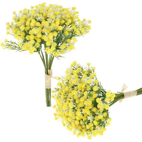 Bouquet de gypsophile artificielle décorative pour vase - Jaune