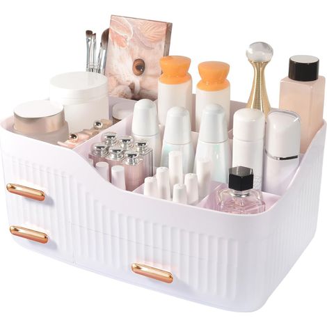 Make-up-Organizer, Make-up-Aufbewahrungsbox mit 3 Schubladen und 8 Fächern, Organizer für Kosmetika, Parfums und Schmuck. (1/5)