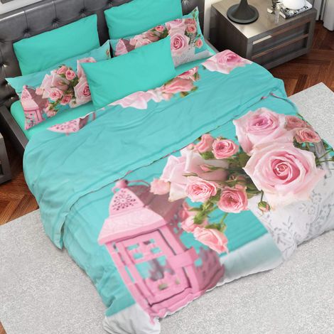 Housse de Couette, Lit (90x200), Shabby Rose, Tissu 100% Satin Frais, 100% Made in Italy (1/5)