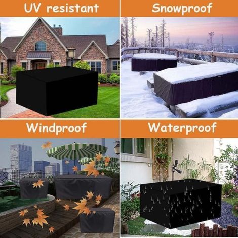Housse de protection pour table de jardin carrée 130x130x75cm, imperméable et résistante aux UV (1/4)
