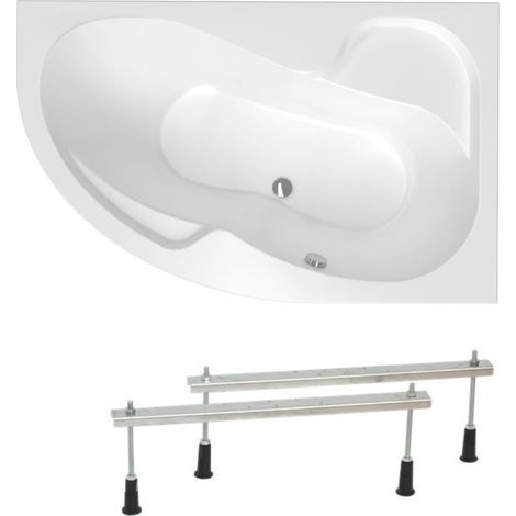 Siko Laguna Fortuna Plus Vasca asimmetrica, con piedini 150x100 cm, acrilico, destra, Bianco (FO1500PPLUS-SET)
