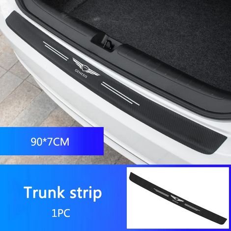 (1 pièce - Coffre - Logo Genesis) Bande adhésive de protection de seuil de porte/coffre en fibre de carbone pour voiture, compatible avec Genesis GV80 Neolun G70 G90 GV90 GV60 X G80 GV70 (1/4)