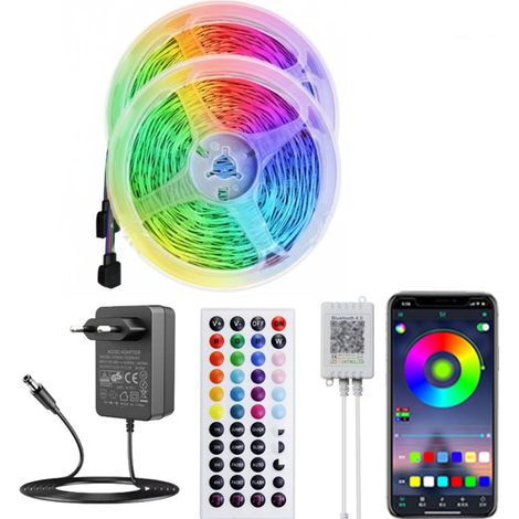 Guirlande lumineuse LED avec télécommande Bluetooth, bande LED RGB de 20 mètres