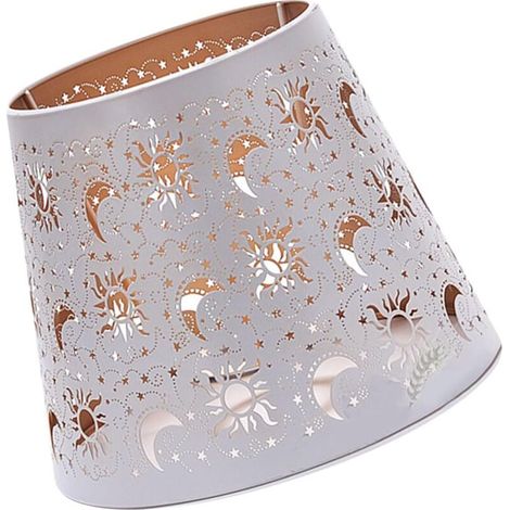 White Metal Lampshade, Hollow Iron Lampshade, Lampshade with Metal Engraving Process, Clip-on Lampshade, Replacement Lamp Cover (13 x 19 x 15cm) (1/5)