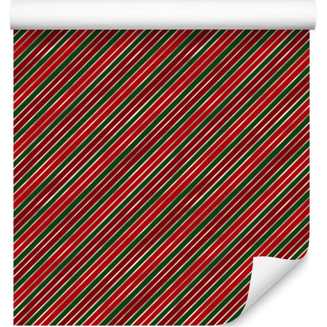 Weihnachtliche Streifentapete in Rot und Gelb für Wohn- und Schlafzimmer, 50 x 1000 cm (1/5)