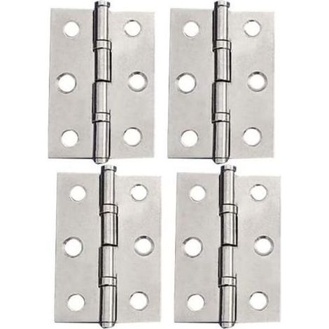 2 Pouces(50x39x1.2mm) 4pcs.Charnière en Acier Inoxydable - Charnières pour Portes a Placard Charnieres Meubles Paumelle Pliantes pour Tiroir Boîte Fenêtre, Argent (1/4)