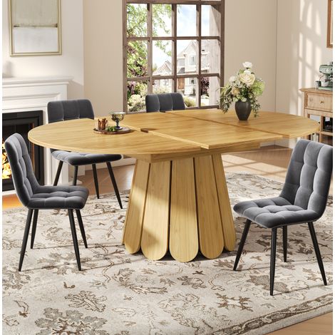 MEUBLIV Table à manger 118-158 cm bois naturel – extensible 6 personnes (1/5)