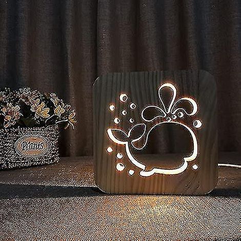 Lampe de table créative en bois en forme de dauphin 3D, lampe LED de table alimentée par USB, veilleuse de bureau, lampe pour la maison ou la chambre (1/5)
