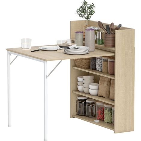 Table pliante Toret extensible gain de place design industriel chêne (1/5)