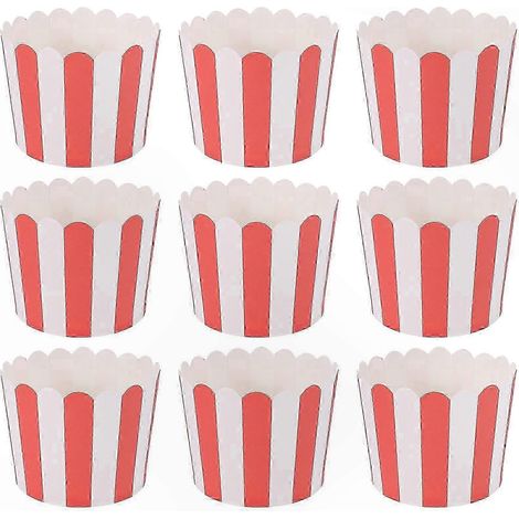 Rot gestreifte Papierförmchen für Cupcakes, 50er-Set für Muffins und Gebäck (1/5)
