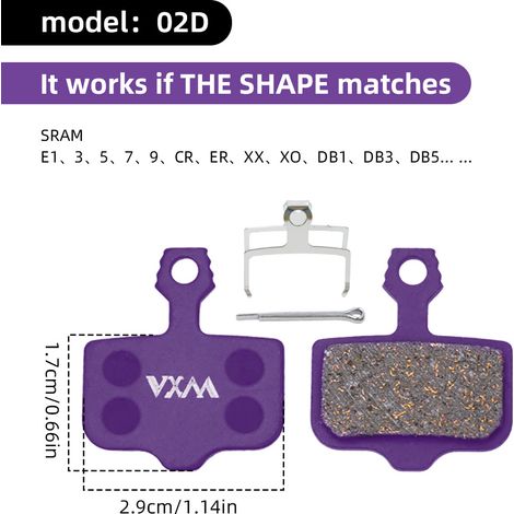 Violet polymétallique 02D Plaquettes de frein à disque pour vélo, plaquettes de frein hydrauliques, accessoires de frein à disque universels multi-métaux BB5 M355 (1/5)