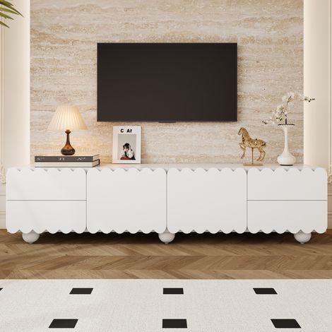 TV-Schrank 175x38x37 cm Weiß MDF und Holzwerkstoff mit Türen, Schubladen und bodenfreiem Design (1/5)