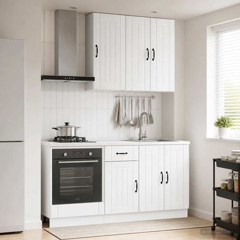 Ensemble de meubles de cuisine 5 pièces, blanc brillant, bois d’ingénierie, pieds réglables - PANGIVO (1/5)