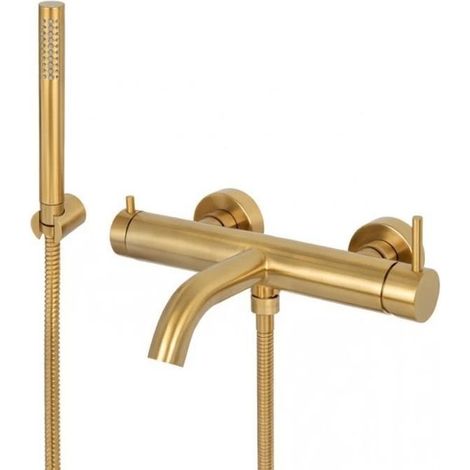 Miscelatore vasca con doccetta acciaio inox Vema OTAGO V17086 - Oro Spazzolato (1/3)