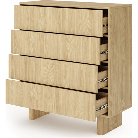 Credenza Hasavato, Madia 4 Cassetti, un Ripiano, Apertura Scorrevole, 94x38x104h cm Marrone Rovere