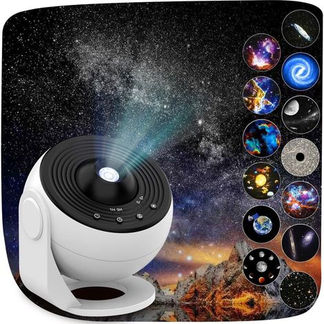 Projecteur Galaxy, 13 en 1, lumière d'étoiles pour planétarium domestique pour chambre à coucher, nébuleuse rotatif à 360°, lampe de nuit ciel étoilé avec 12 constellations du système solaire (1/4)