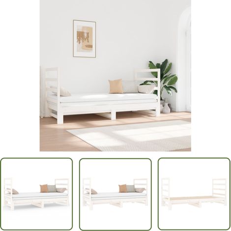 The Living Store Lit coulissant sans matelas blanc 2x(90x190) cm - Lit Convertible - Canapé Lit - Lit De Jour - Meuble Multifonction - Lit Design (1/5)