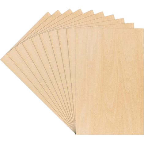 Lot de 10 plaques de contreplaqué, 1,5 mm, 30 x 20 cm, panneaux en bois pour le bricolage Panneau de particules pour peinture, pyrogravure, modélisme (1/5)