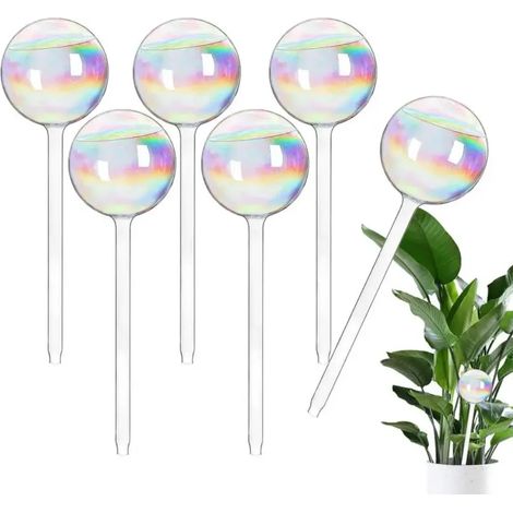 (3 pièces) Ampoules d'arrosage automatiques pour plantes, ampoules en verre à dégradé arc-en-ciel, outil d'irrigation automatique transparent pour pots de fleurs (1/4)