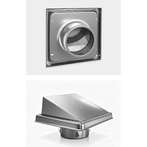 Grille d'aération murale de 20 cm (8 po) avec couvercle, filtre et clapet, idéale pour les hottes de cuisine extérieures, la ventilation des sécheuses et les conduits d'aération extérieurs. (1/5)