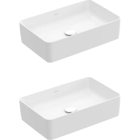 Lot de deux vasques à poser rectangles VILLEROY ET BOCH Collaro Blanc CeramicPlus