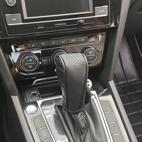 Schaltknaufbezug aus PU-Leder für Autos, manuell/automatisch, wasserdichter und atmungsaktiver Schutz (schwarz)