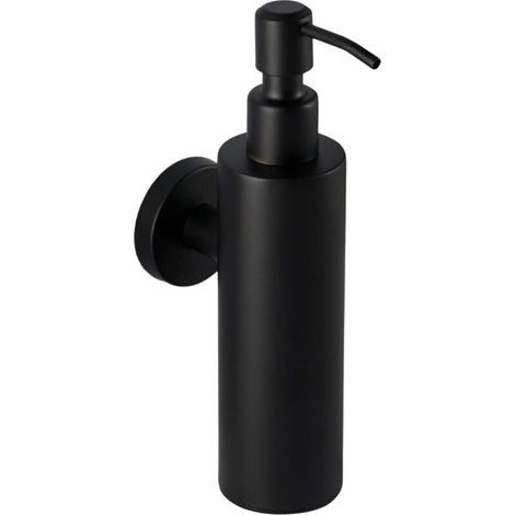 Dispenser di sapone in acciaio inox nero - Dispenser da bagno a parete (acciaio inox (nero), forma rotonda) (1/4)
