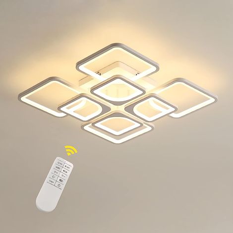 Goeco – Plafonnier LED 72W 4566lm dimmable avec télécommande – Éclairage réglable 3000-6000K – Acrylique et métal pour salon et bureau