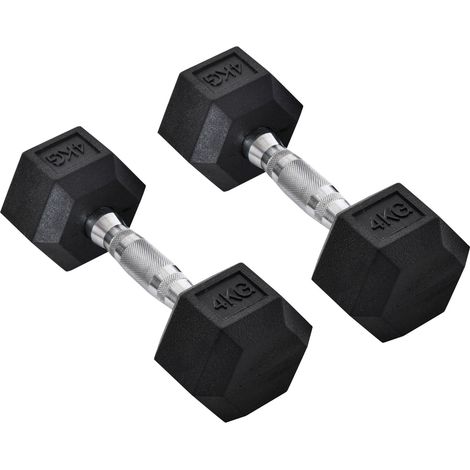 Mancuernas Hexagonales Juego De 2 Mancuernas De Hierro Fundido Mango Moleteado Juego De Mancuernas Pesas Metal Goma Negro 2 X 4 Kg (1/5)