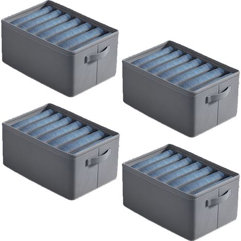 Boîte de rangement pliable 4 pièces, adaptée aux vêtements, gris 7 compartiments (443020CM) (1/5)
