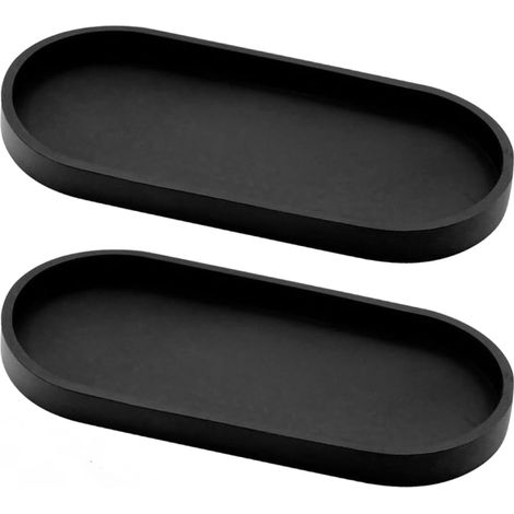 Plateau décoratif ovale, plateau de salle de bain, plateau de coiffeuse, 25112 cm (noir, 2 pièces) (1/5)