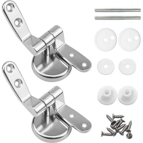Attaches Charnière Abattant WC, Lot de 2 Charnières de Rechange pour Lunette de Toilette avec Fixations en Alliage de Zinc (1/5)