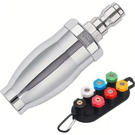 Nozzle rotatif turbo pour nettoyeur haute pression en acier inoxydable 4000 PSI pour eau chaude et froide, raccord rapide 1/4 pouce, orifice 3,0 avec kit de 7 embouts de pulvérisation à degré (1/5)