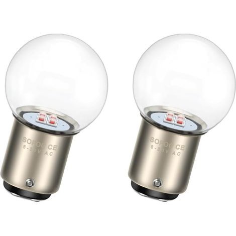 P21/5W 1157 BAY15D G25 Ampoule Rouge Feu Stop LED 6V 12V 24V Compatible avec 6-30V AC/DC 4SMD Feux Arrière/Feux de Brouillard Arrière 2Pcs (1/5)