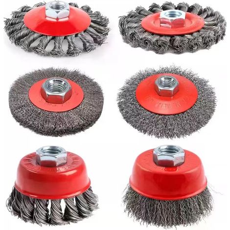 6 Pièces Brosse Métallique pour Perceuse Meuleuse D'angle, Brosse à Ffil Fileté pour Meuleuse D'angle avec Filetage M14 (1/5)