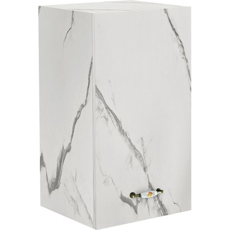 Pensile Cucina con Anta a Ribalta 40x32x72 cm in Legno Bianco Effetto Marmo (1/4)