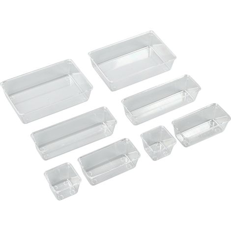 Boîte de rangement transparente en plastique PS 8PCS, boîte de rangement empilable à compartiments pour bijoux, matériel de loisirs créatifs et outils (1/5)