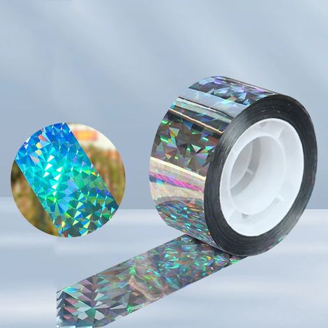 Bande répulsif holographique 50m – Double face pour effaroucher pigeons et oiseaux – Écologique et durable – Protection jardin (1/5)