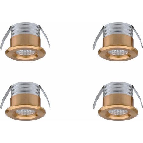 Lot de 4 mini spots LED encastrables 3W – Lumière chaude 3000K – 300 lumens – Aluminium et verre – Pour éclairage intérieur (1/3)