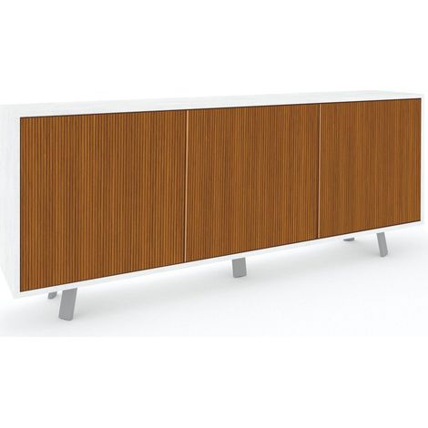 Mobile Soggiorno Madia 3 Ante 177x41x74 cm Ossido Bianco e Rovere Dogato (1/3)