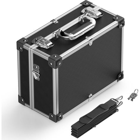 Wiltec PVC Universalkoffer 32x23x16 cm, PVC-Box abschließbar für Aufbewahrung und Transport von Werkzeug, Dokumenten usw., mit Griff und Tragegurt, Alu-Rahmen (1/5)
