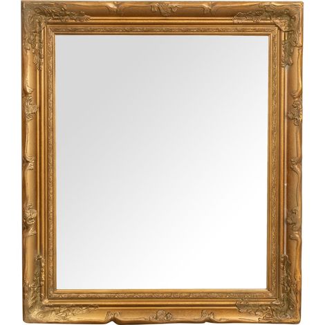 Wall mirror 74x64x4 cm Shabby rectangular mirror Bathroom and entrance mirror Antique gold frame Vintage wall makeup mirror (1/5)
