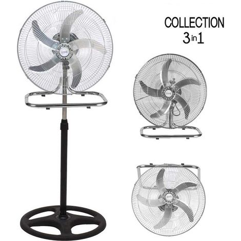 TRADE SHOP - Ventilatore 3in1 Piantana Da Tavolo Parete 3 Velocita Oscillazione 50w Pale 50cm - (1/5)
