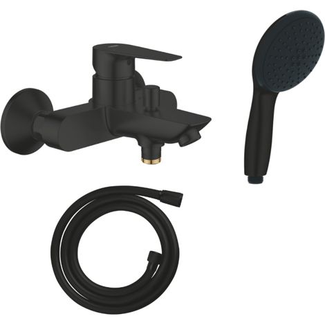 Mitigeur bain douche mécanique GROHE Start Edge 2020 noir mat + Douchette 2 jets Vitalio GROHE Start 110 + Flexible