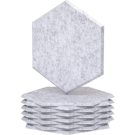 Set mit 12 dekorativen Akustikpaneelen aus hochdichtem, schallabsorbierendem Schaumstoff, für Gaming, Podcasting, Studios und Büros, 30 x 26 cm, silbergrau